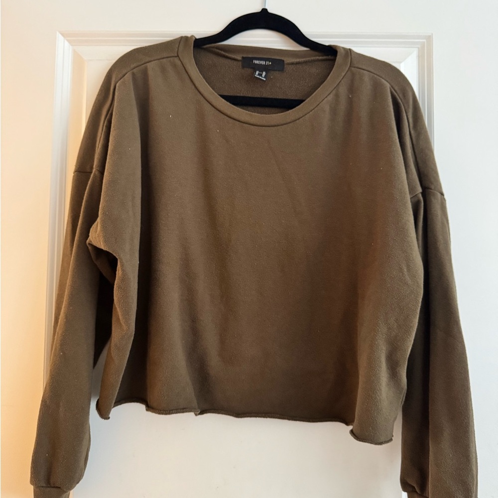 Plus Size Khaki Women's Long Sleeve Top